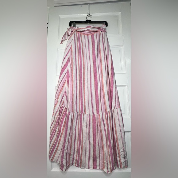 Ny&co pretty in pink wrap skirt linen blend small coral white NWT new maxi - Picture 5 of 8